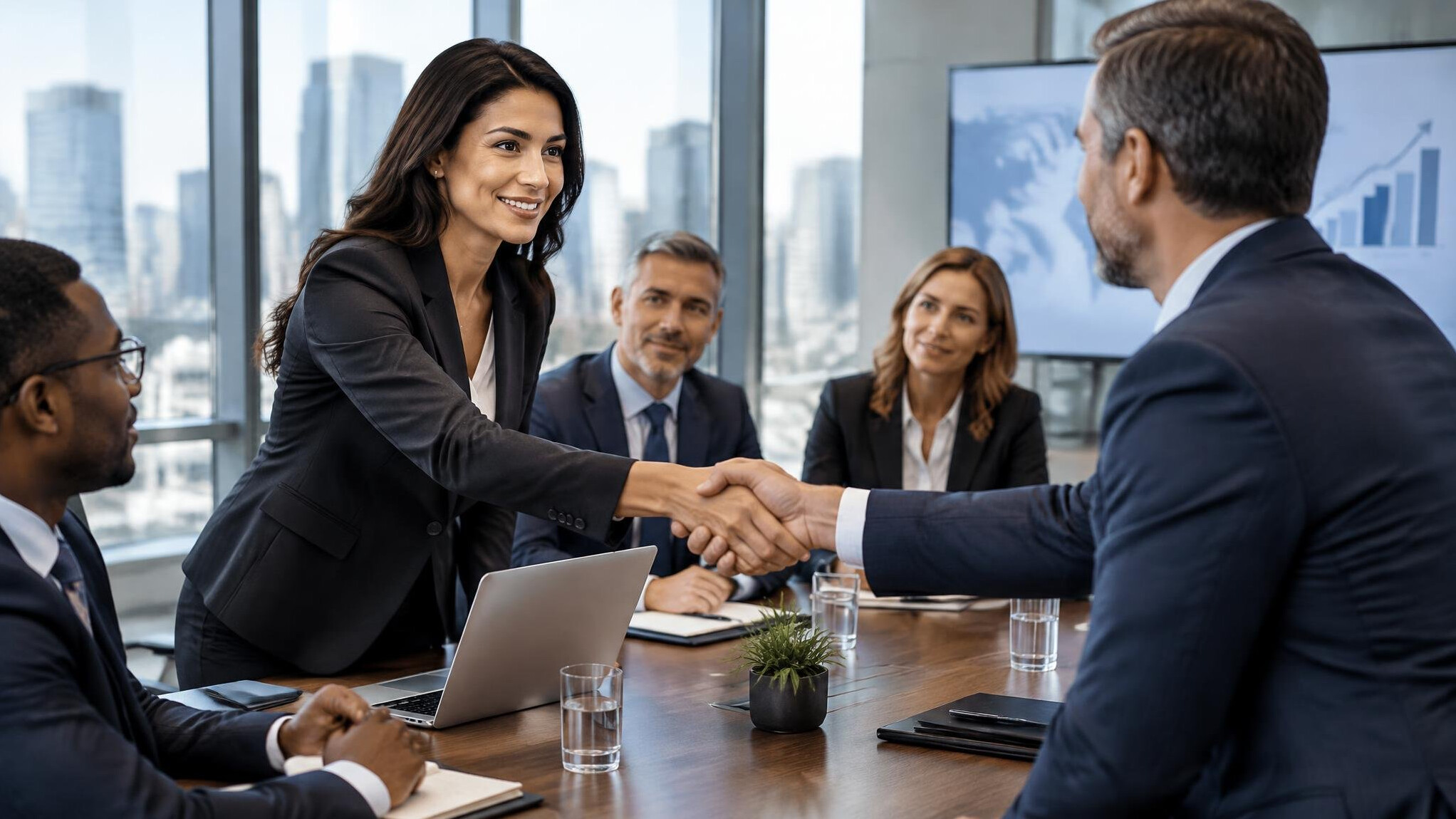 woman in business suit negotiating