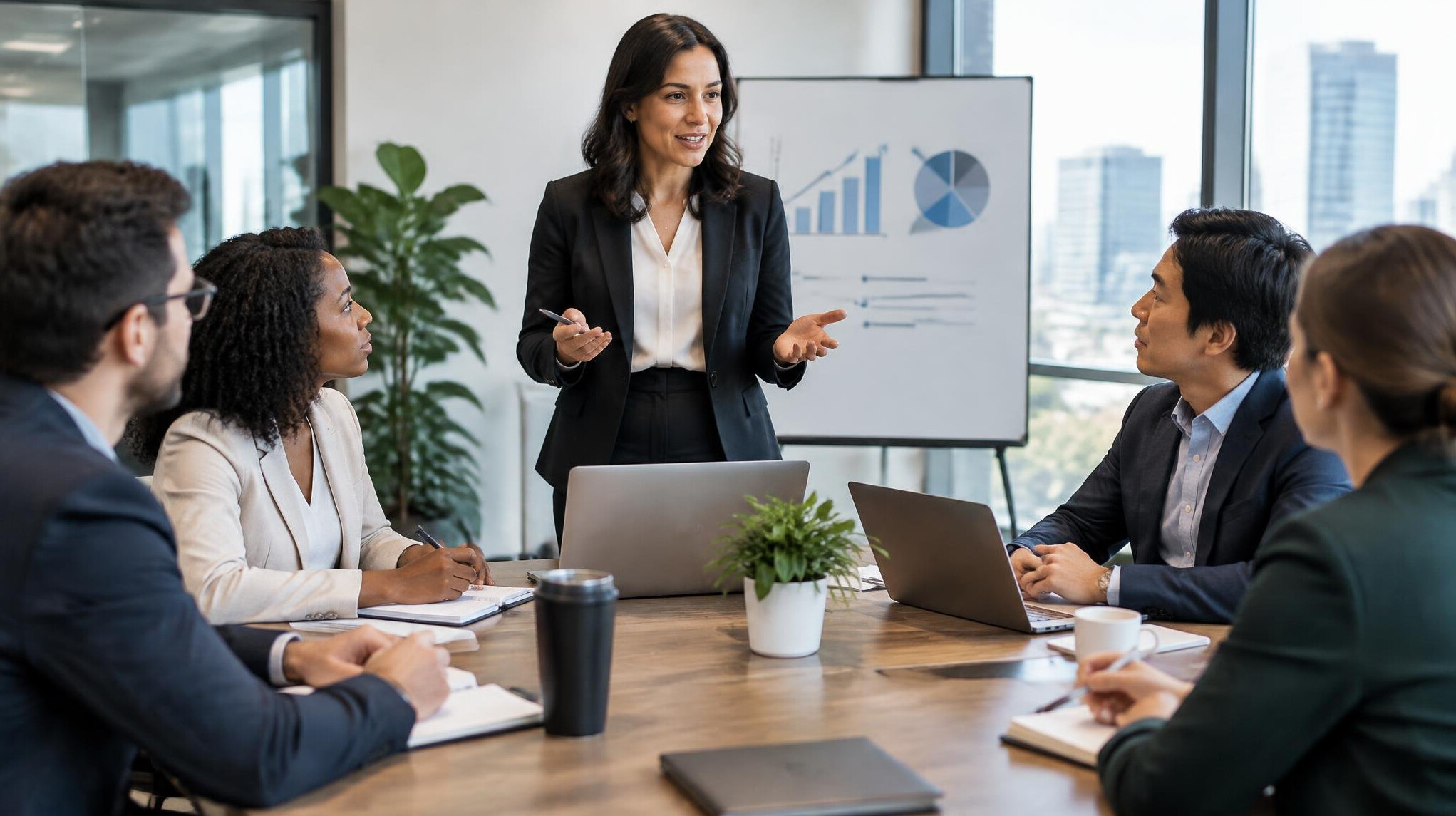professional woman leading meeting
