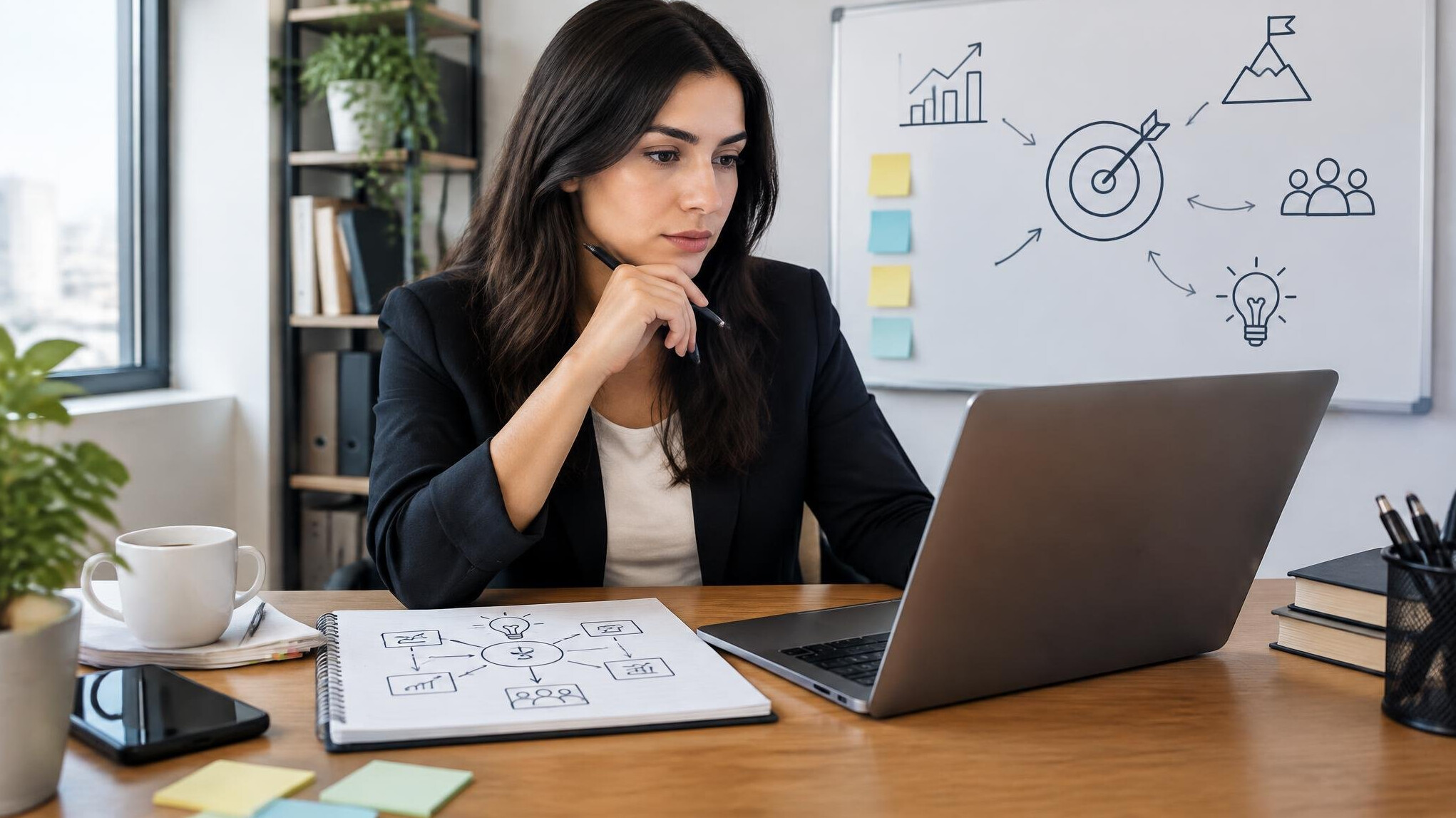 person planning on laptop