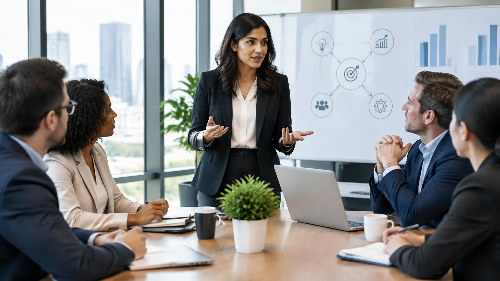 professional woman leading meeting